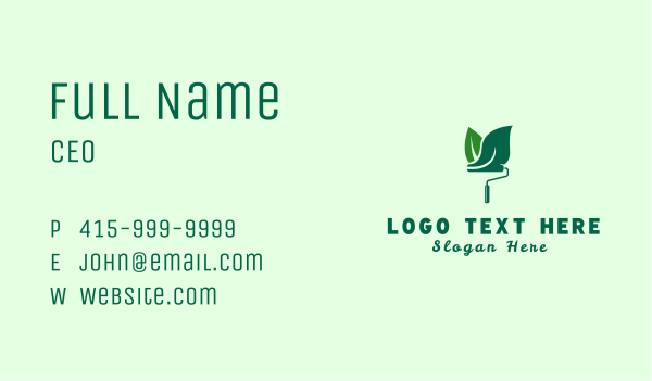 Green Eco Paint Roller  Business Card Design Image Preview