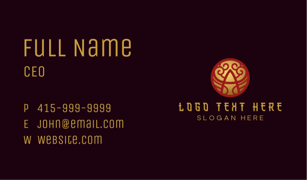 Luxury Oriental Letter A  Business Card Design Image Preview
