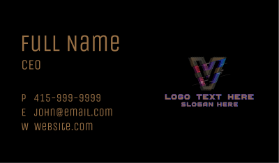 Gradient Glitch Letter V Business Card Image Preview