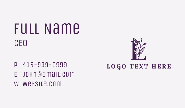 Violet Plant Letter L Business Card Design Image Preview