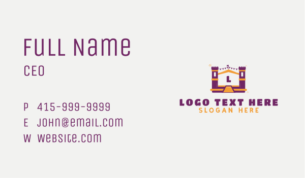 Castle Bounce House Business Card Design Image Preview