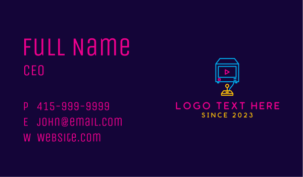 Neon Arcade Game Console Business Card Design Image Preview