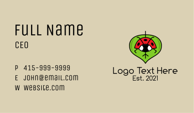 Ladybug Leaf  Business Card Image Preview