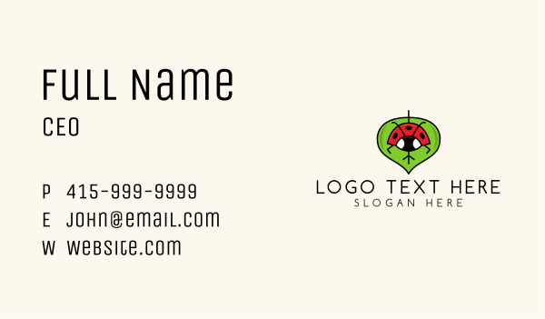 Ladybug Leaf  Business Card Design Image Preview