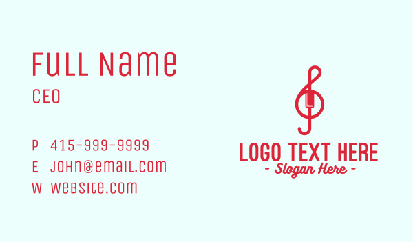 Red Treble Clef Business Card Design