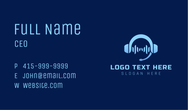Blue Music Headphone Business Card Design Image Preview