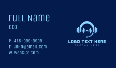 Blue Music Headphone Business Card Image Preview