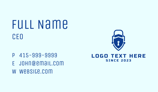 Blue Digital Lock  Business Card Design Image Preview