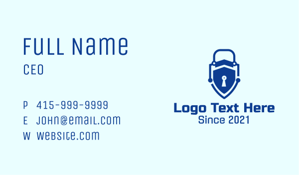 Blue Digital Lock  Business Card Design
