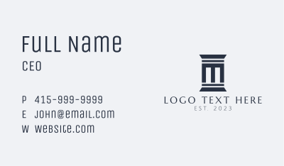 Law Firm Pillar Letter M Business Card Image Preview