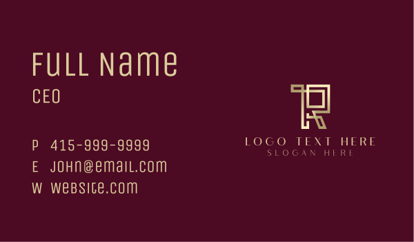 Gold Letter R Business Card Design Image Preview