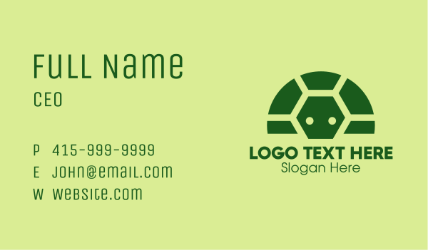 Geometric Green Turtle  Business Card Design Image Preview