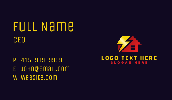 House Lightning Electricity Business Card Design Image Preview