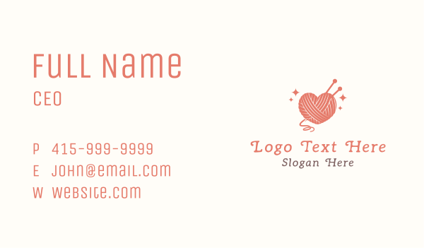 Heart Knit Yarn Business Card Design Image Preview