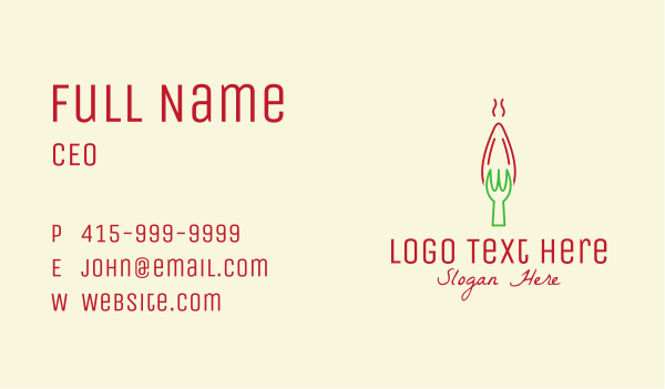 Red Chili Pepper Fork  Business Card Design Image Preview