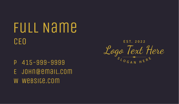 Classy Yellow Cursive Brand Business Card Design Image Preview