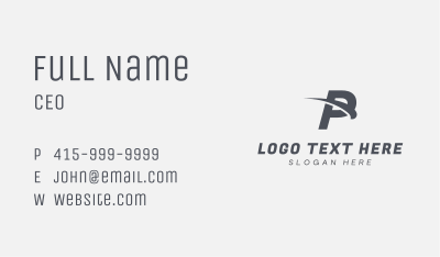 Swoosh Letter P Business Card Image Preview