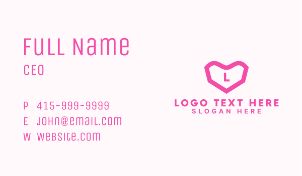 Pink Minimalist Heart Letter Business Card Design Image Preview