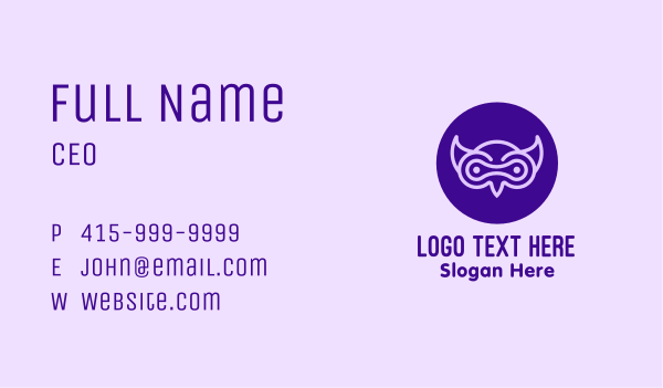 Modern Purple Owl Business Card Design