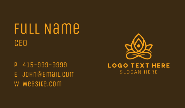 Golden Lotus Yoga Spa  Business Card Design Image Preview