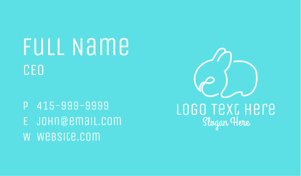 White Bunny Line Art Business Card Design