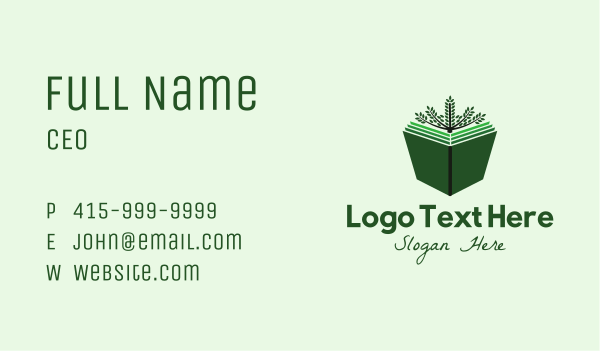 Green Natural Book Business Card Design Image Preview