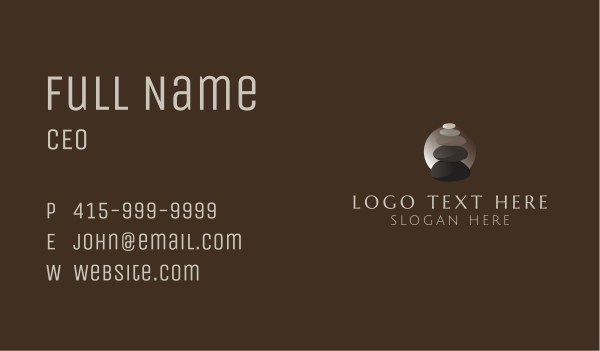 Peaceful Stone Stack Massage Business Card Design Image Preview