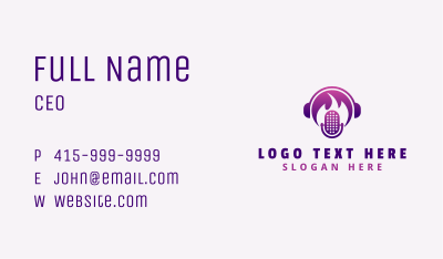 Flaming Podcast Mic Business Card Image Preview
