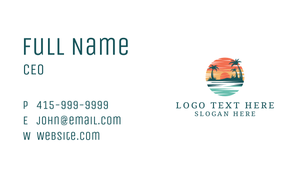 Tropical Island Getaway Business Card Design Image Preview