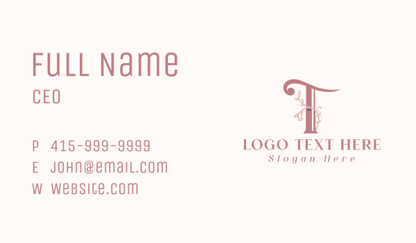Feminine Spa Letter T Business Card Design Image Preview