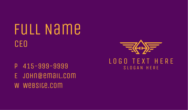 Golden Wings Badge Business Card Design Image Preview