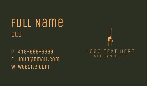 Giraffe Safari Sanctuary Business Card Design Image Preview