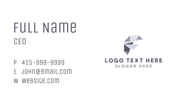 Origami Fold Letter F Business Card Design Image Preview