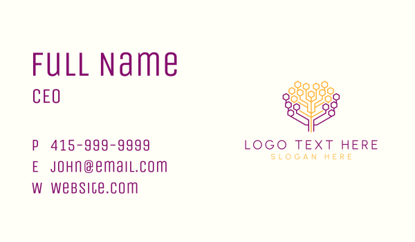 Abstract Honeycomb Tree Business Card Design Image Preview