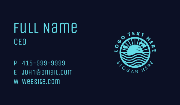 Sunrise Ocean Waves Business Card Design Image Preview