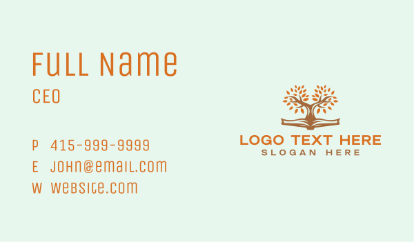 Reading Book Tree Business Card Design Image Preview