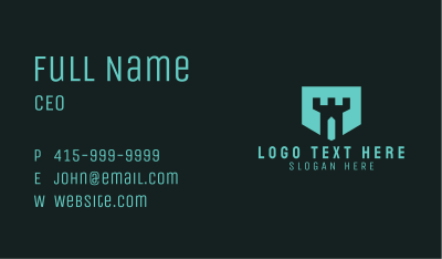 Blue Turret Badge Business Card Image Preview
