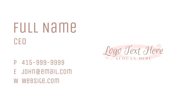 Cursive Feminine Watercolor Business Card Design Image Preview