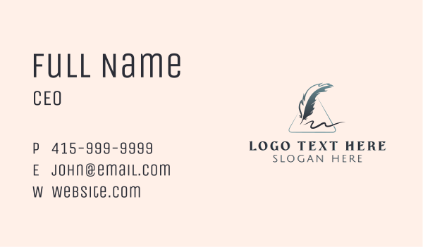 Feather Pen Writer Business Card Design Image Preview