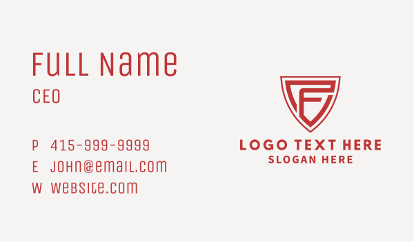 Red Security Shield Letter F Business Card Design Image Preview