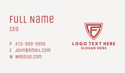 Red Security Shield Letter F Business Card Image Preview