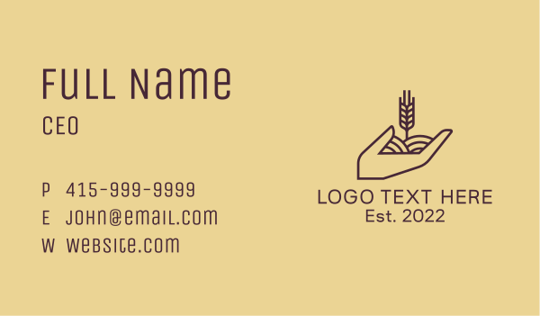 Wheat Farmer Hand  Business Card Design Image Preview