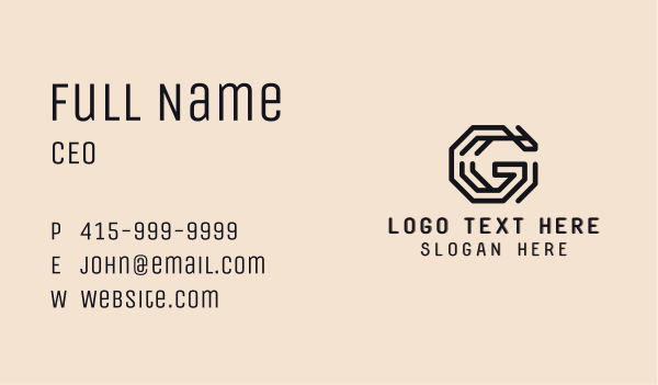 Octagon Cyber Technology Letter G  Business Card Design Image Preview