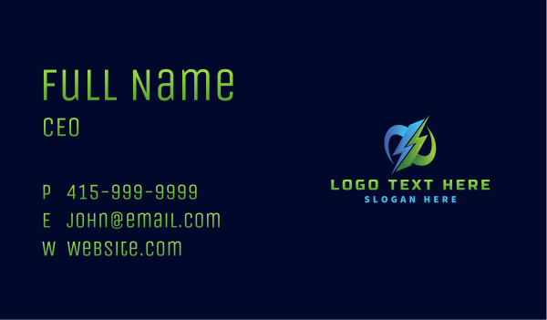 Lightning Eco Electricity Business Card Design Image Preview