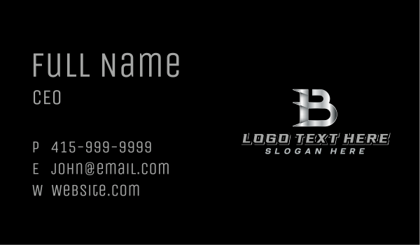 Industrial Steel Blade Letter B Business Card Design Image Preview