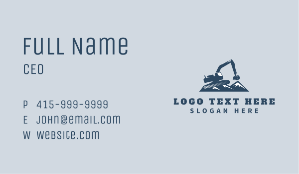 Mountain Excavator Machine Business Card Design