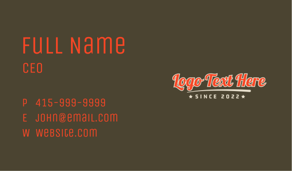 Vintage Varsity Wordmark Business Card Design Image Preview