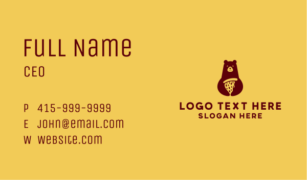 Brown Pizza Bear Business Card Design Image Preview