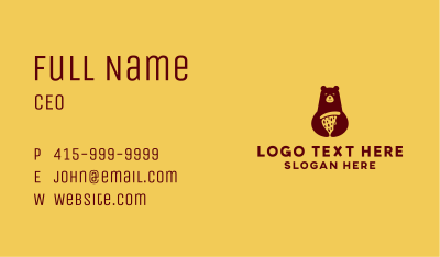 Brown Pizza Bear Business Card Image Preview