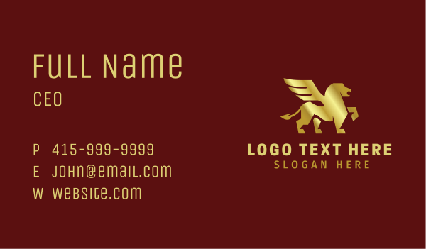 Luxe Golden Griffin  Business Card Design Image Preview